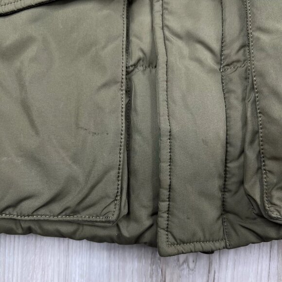 Ralph Lauren Rugby Down Vest Calf Suede Patch Army Green Men’s Size S Small - Picture 6 of 16